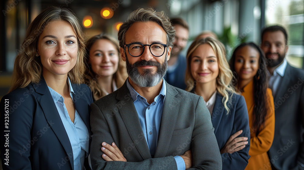 A diverse group of businesspeople poses for a professional team photo, exuding confidence and professionalism, while looking smart and impeccable. A diverse group of businesspeople poses for a professional team photo, exuding confidence and professionalism, while looking smart and impeccable.
