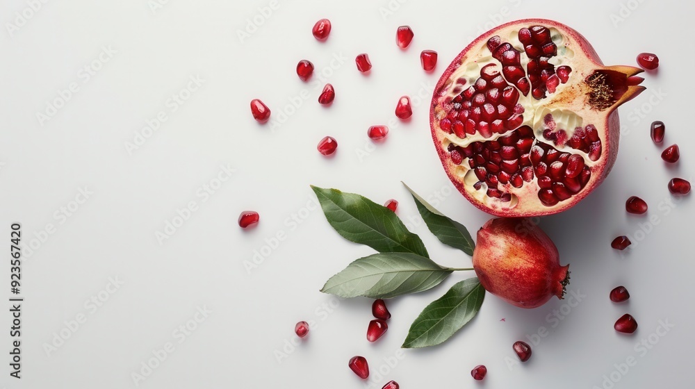 Fresh pomegranate fruit closeup view Fresh pomegranate fruit closeup view