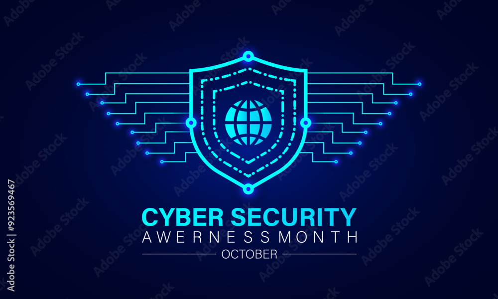 National Cyber Security Awareness Month is an annual campaign held every October to raise awareness about the importance of cybersecurity. Holiday concept. Template for background, banner, Vector0 National Cyber Security Awareness Month is an annual campaign held every October to raise awareness about the importance of cybersecurity. Holiday concept. Template for background, banner, Vector0