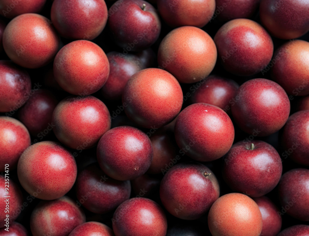 Freshly Harvested Red Plums Gathered Together in a Sunny Orchard During Late Summer Freshly Harvested Red Plums Gathered Together in a Sunny Orchard During Late Summer