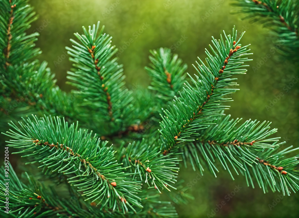 Lush Green Pine Branches Surrounded by Nature in a Forest During Late Afternoon Lush Green Pine Branches Surrounded by Nature in a Forest During Late Afternoon