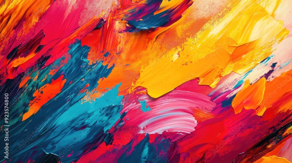 A vibrant abstract painting with bold brushstrokes and vivid colors, ideal for an artistic and dynamic screen saver. A vibrant abstract painting with bold brushstrokes and vivid colors, ideal for an artistic and dynamic screen saver.