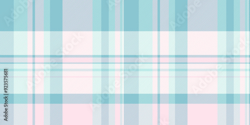 Bag fabric texture vector, other background plaid check. Top seamless pattern textile tartan in light and cyan colors.