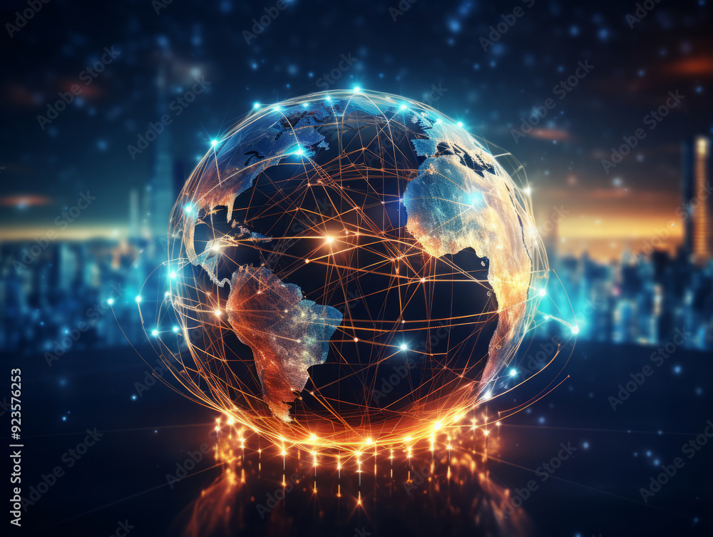 Obraz premium Outstanding Global social network, networking and data connection concept worldwide internet