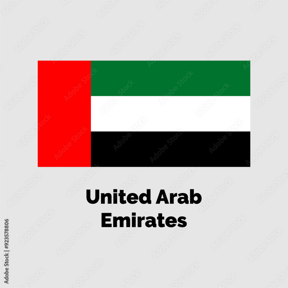 United Arab Emirates flag design vector illustration on a gray background for graphic and web design. United Arab Emirates flag design vector illustration on a gray background for graphic and web design.