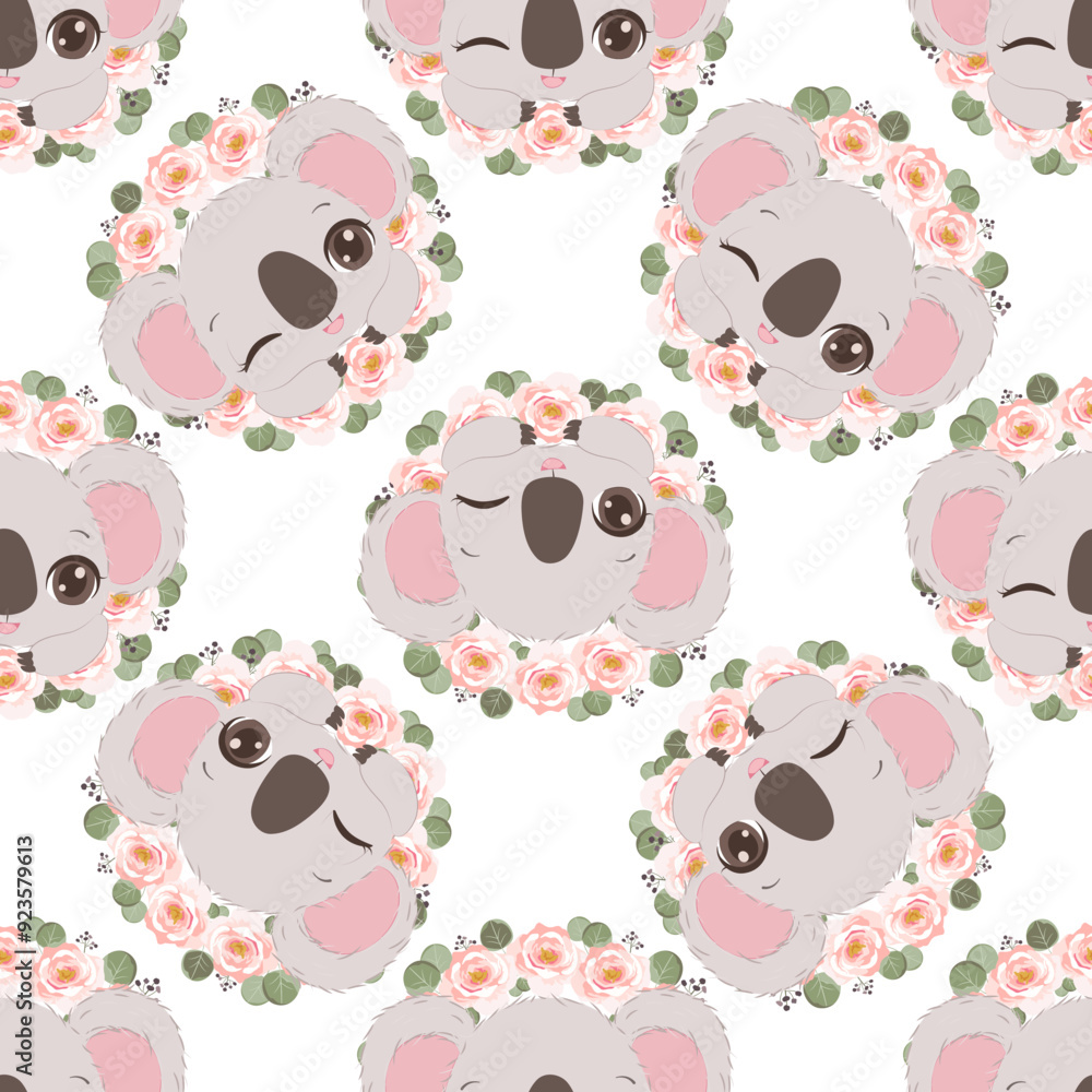 Obraz premium Cute baby animals seamless pattern