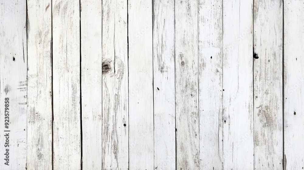 Naklejka premium Rustic White Wood Plank Background