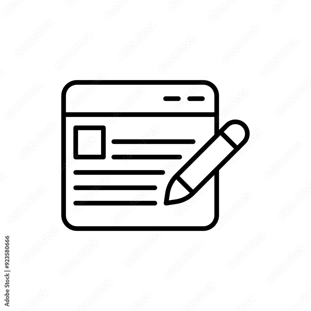 Fototapeta premium Content writing outline icons, minimalist vector illustration ,simple transparent graphic element .Isolated on white background