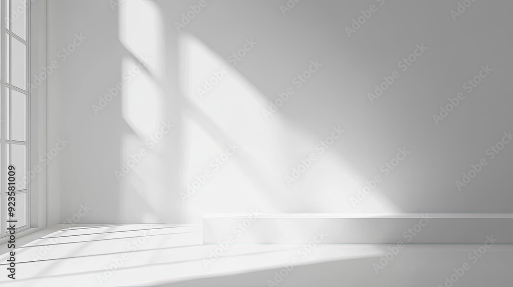 Obraz premium Minimalist background with clean white space and subtle shadow effects.