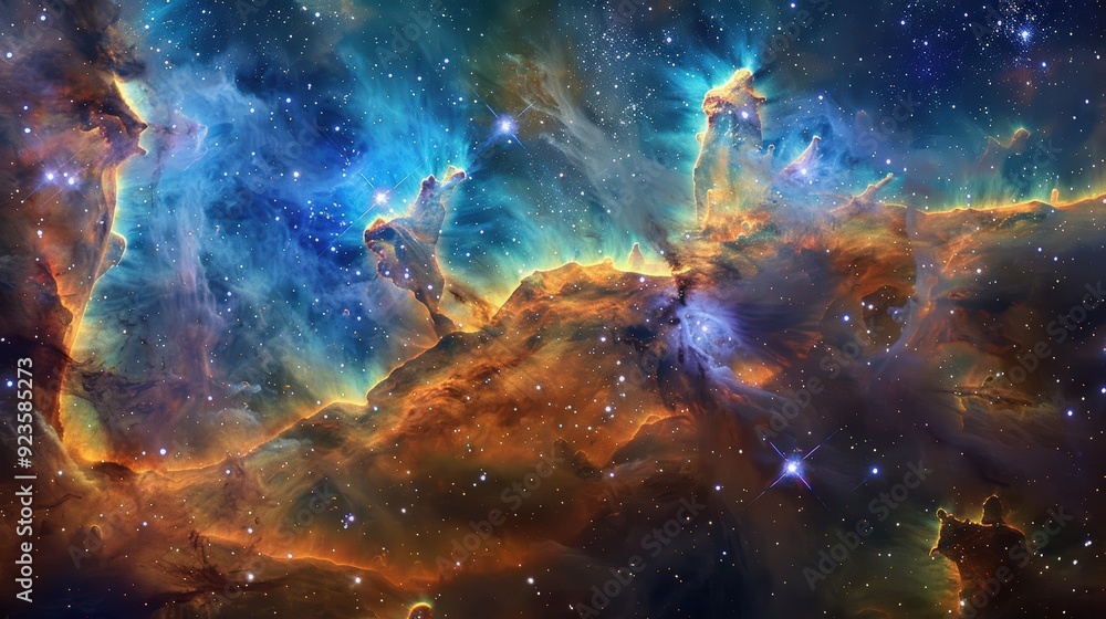 Cosmic Nebula with Vibrant Colors and Stars Cosmic Nebula with Vibrant Colors and Stars