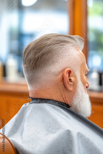 Wallpaper Mural Stylish barber cut for an older man in a bright salon during midday Torontodigital.ca