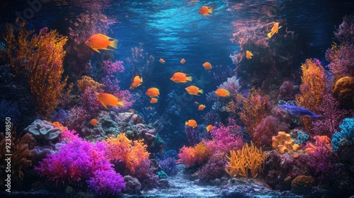 A mesmerizing underwater scene with vibrant coral reefs and exotic fish, ideal for ocean lovers.