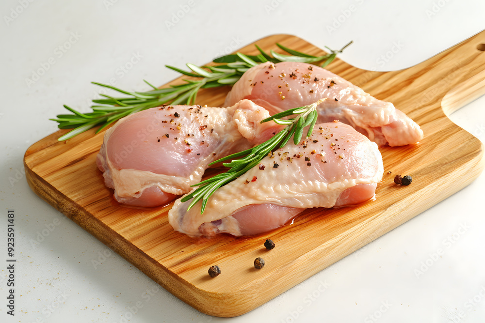Raw chicken meat cutting on a wooden board commercial advertising photo Raw chicken meat cutting on a wooden board commercial advertising photo