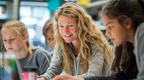 Teacher and Students Working