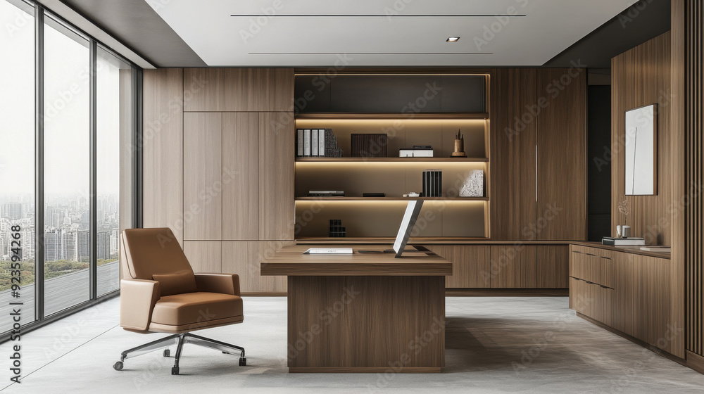 A clean and tidy office space with minimalist decor, emphasizing a productive and simple work environment. A clean and tidy office space with minimalist decor, emphasizing a productive and simple work environment.