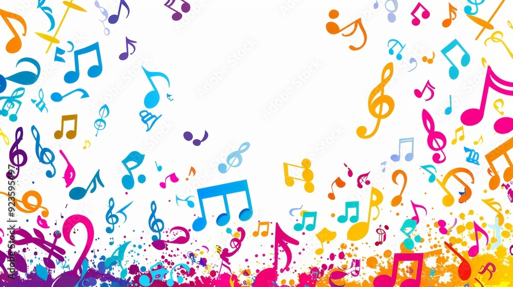 Colorful Education Back to School Background with Vibrant Musical Notes and Splashes of Paint Colorful Education Back to School Background with Vibrant Musical Notes and Splashes of Paint