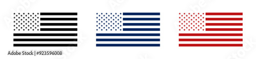 Usa flag silhouette set