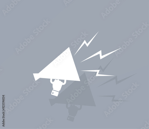 Vector icon of white color with shadow on gray background