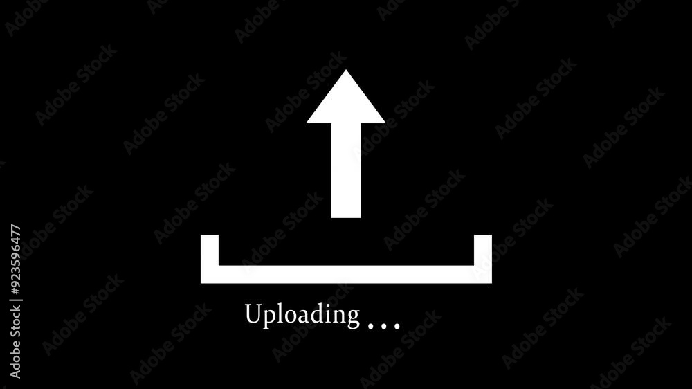 Upload process animated on a black background. Upload process animated on a black background.