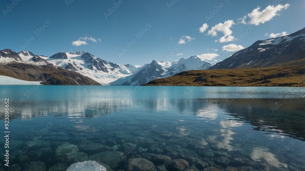 A tranquil glacial lake with an ice bath situated next to its crystalclear waters allowing for a rejuvenating dip while taking in the stunning views. A tranquil glacial lake with an ice bath situated next to its crystalclear waters allowing for a rejuvenating dip while taking in the stunning views.