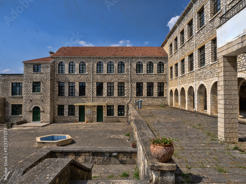 During the holidays, the church school is deserted. Northern Greece