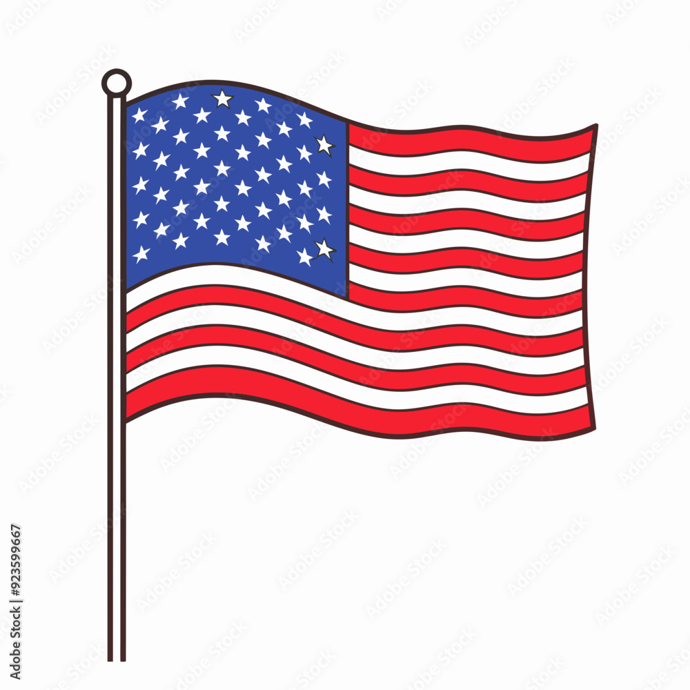USA, American flag icon isolated. stock illustration USA, American flag icon isolated. stock illustration