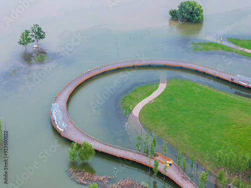 Summer scenery of Hongshan River Beach in Wuhan photo