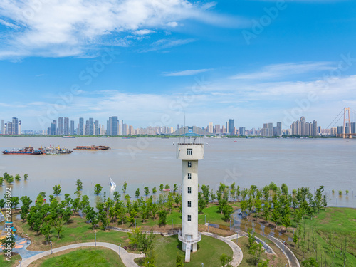 Summer scenery of Hongshan River Beach in Wuhan photo