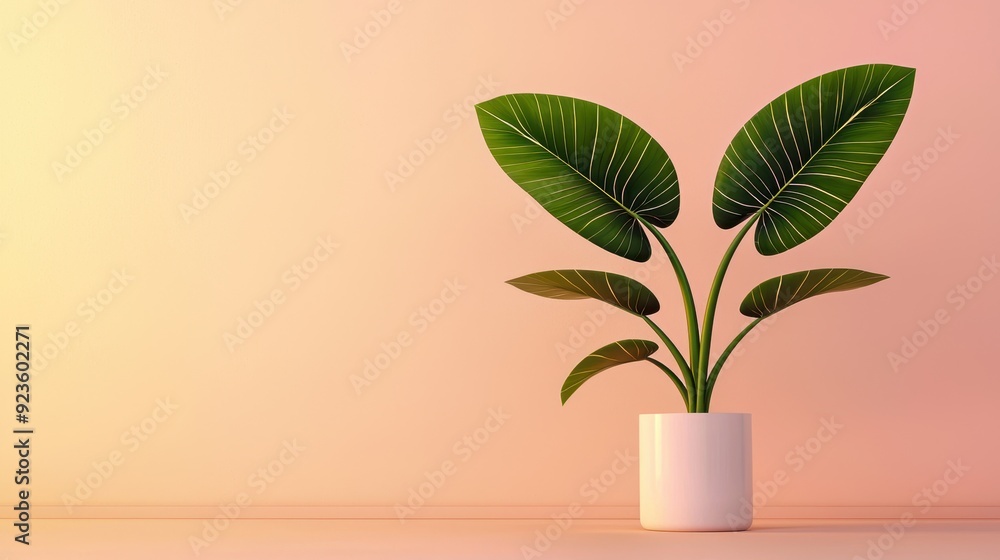 A vibrant potted plant against a soft pastel background, perfect for adding a touch of greenery to any space.