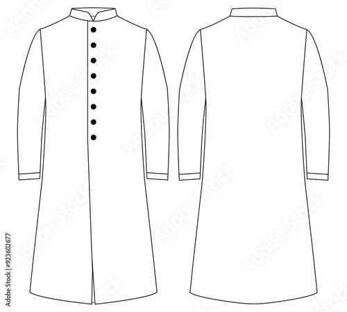 Men Mandarin Wrap Kurta punjabi vector illustration templet