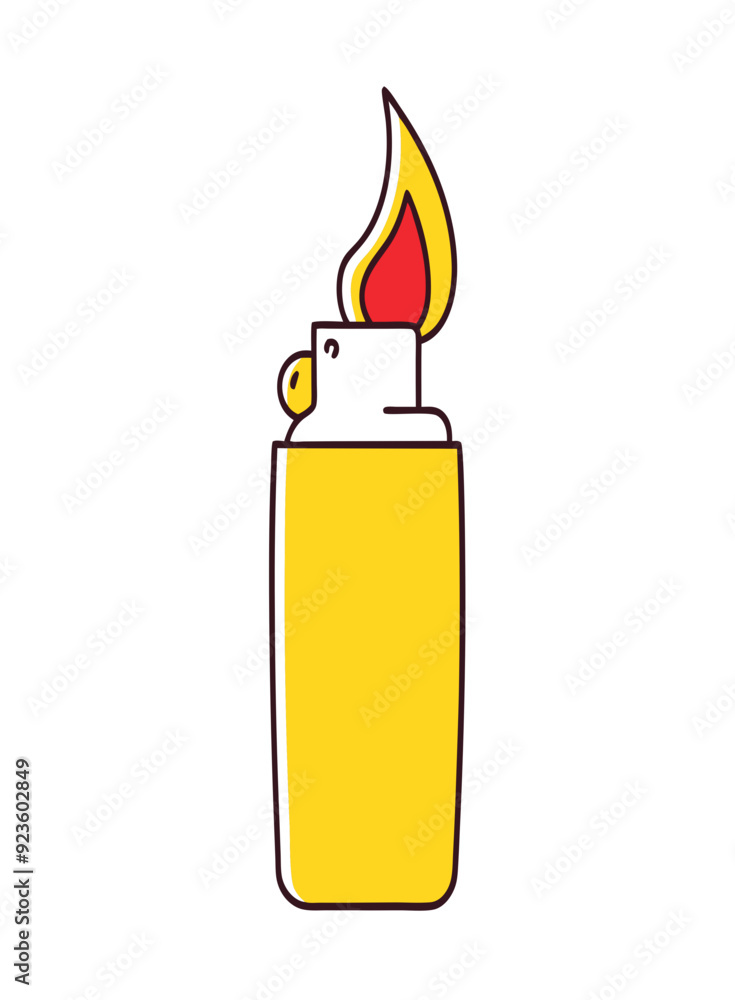 Yellow lighter with fire stock illustration Yellow lighter with fire stock illustration
