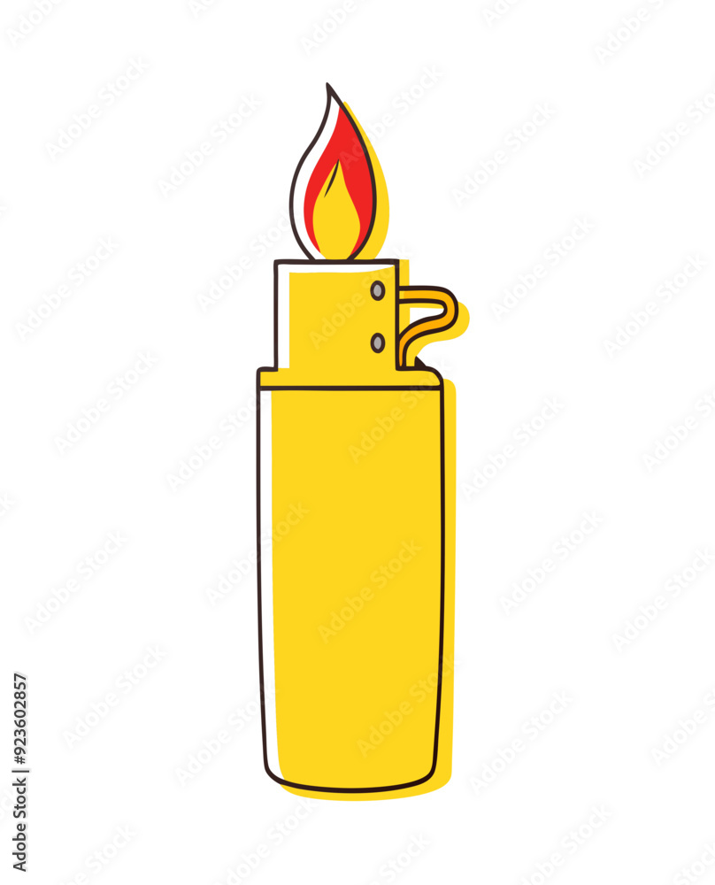 Yellow lighter with fire stock illustration Yellow lighter with fire stock illustration