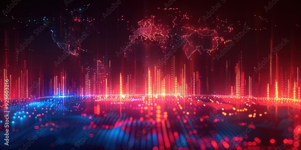 Abstract Digital World with Red and Blue Lights Abstract Digital World with Red and Blue Lights