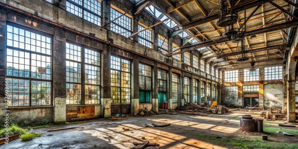 Desolate abandoned industrial building with broken windows and rusty machinery , Abandoned, Factory, Industrial, Building Desolate abandoned industrial building with broken windows and rusty machinery , Abandoned, Factory, Industrial, Building