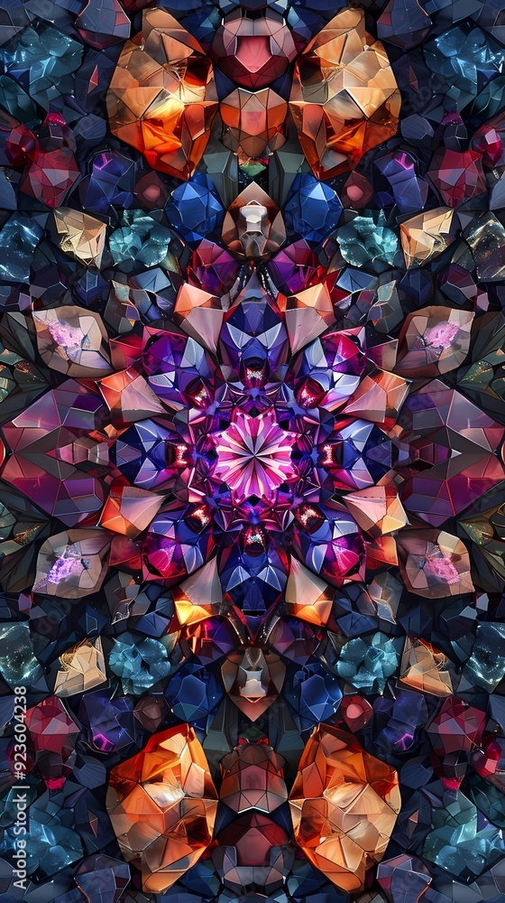 Digital kaleidoscope entangled gemstones abstract graphic poster background Digital kaleidoscope entangled gemstones abstract graphic poster background