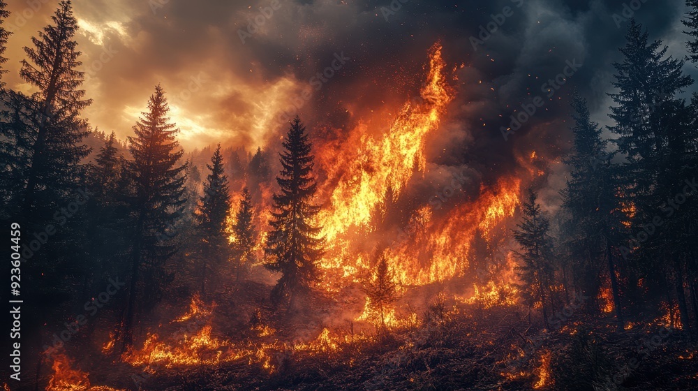 The wildfire in forest The wildfire in forest