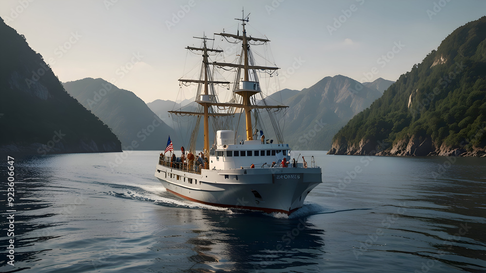 Naklejka premium ship in the sea