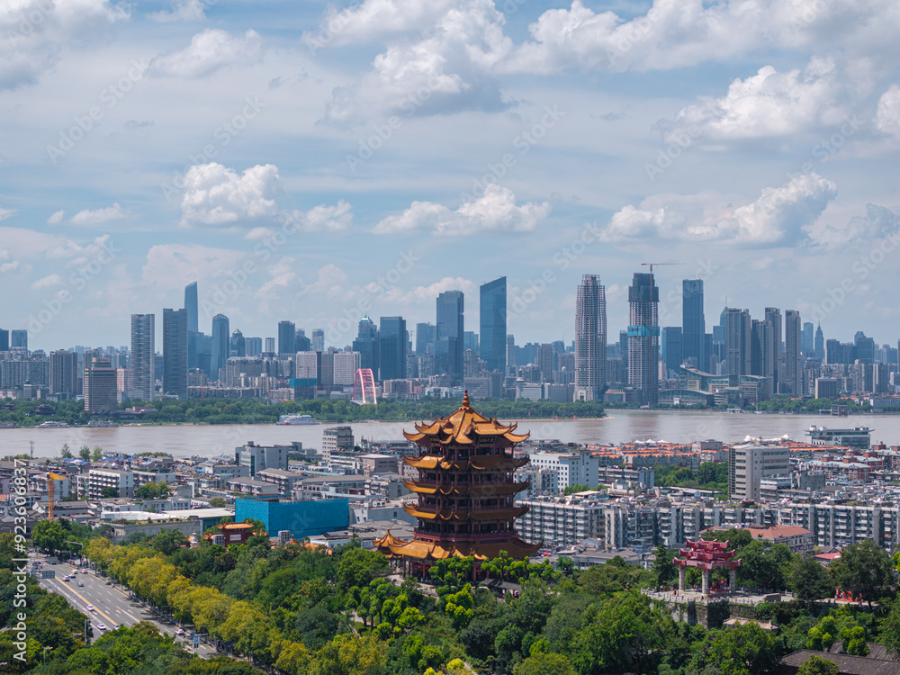 Fototapeta premium Summer scenery of Yellow Crane Tower Park in Wuhan