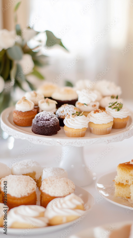 Elegant dessert table arrangement with mini cupcakes pastries and cakes perfect for weddings bridal showers or afternoon tea party featuring soft colors minimal decor and luxury event styling Elegant dessert table arrangement with mini cupcakes pastries and cakes perfect for weddings bridal showers or afternoon tea party featuring soft colors minimal decor and luxury event styling
