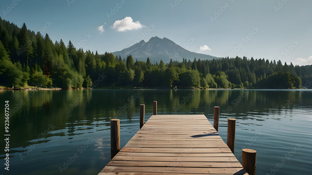 wooden pier in lake wooden pier in lake