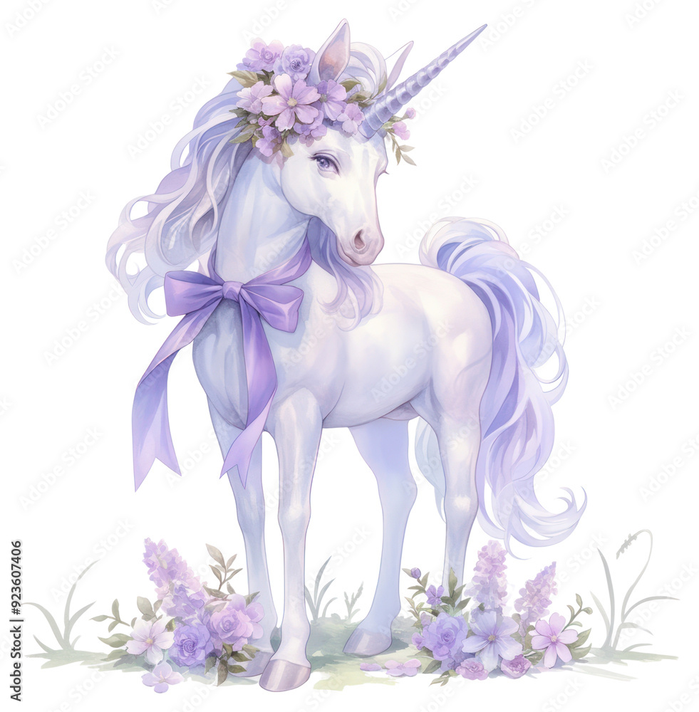 Naklejka premium PNG Purple coquette unicorn art lavender blossom.