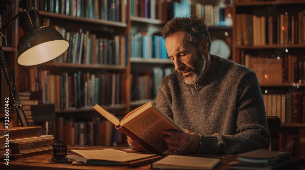 The man reading a book The man reading a book