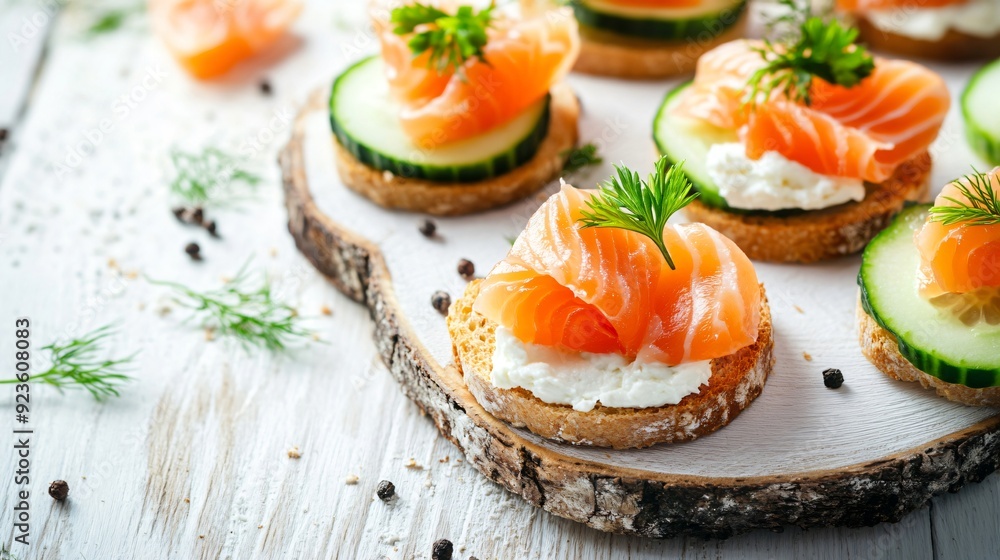 Delicious Salmon Cucumber Canapes with Bread and Cream Cheese Delicious Salmon Cucumber Canapes with Bread and Cream Cheese