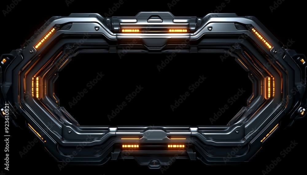 Futuristic Metal Frame with Orange Lights Futuristic Metal Frame with Orange Lights