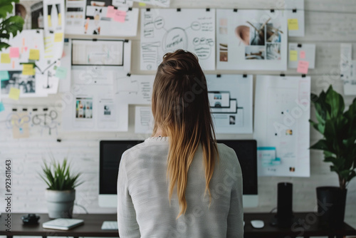 Young business employee working in modern office 