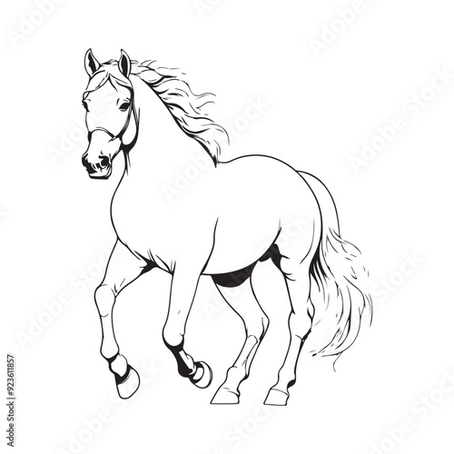line art horse on white background. sketch style. Vector graphic icon animal.