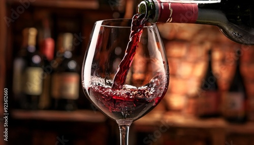 sirviendo una copa de vino tinto