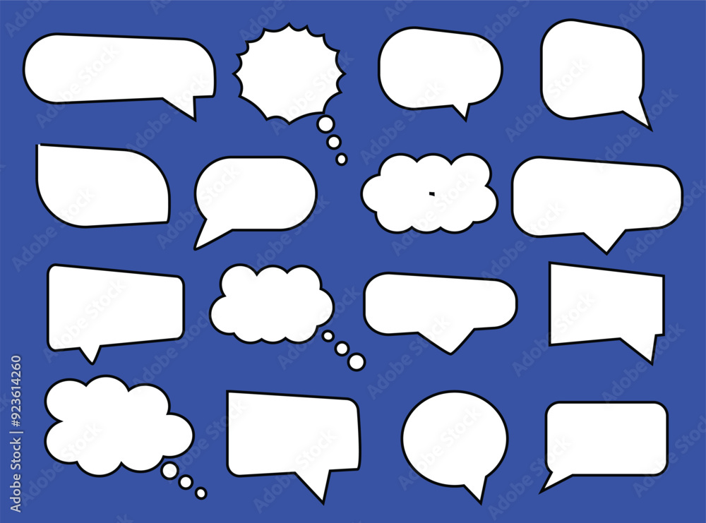 Speech Bubble set. Talk bubble. Blank empty vector white speech bubbles. Speak bubble text, cartoon chatting box, message box. Cartoon balloon word design
Speech Bubble set. Talk bubble. Blank empty vector white speech bubbles. Speak bubble text, cartoon chatting box, message box. Cartoon balloon word design