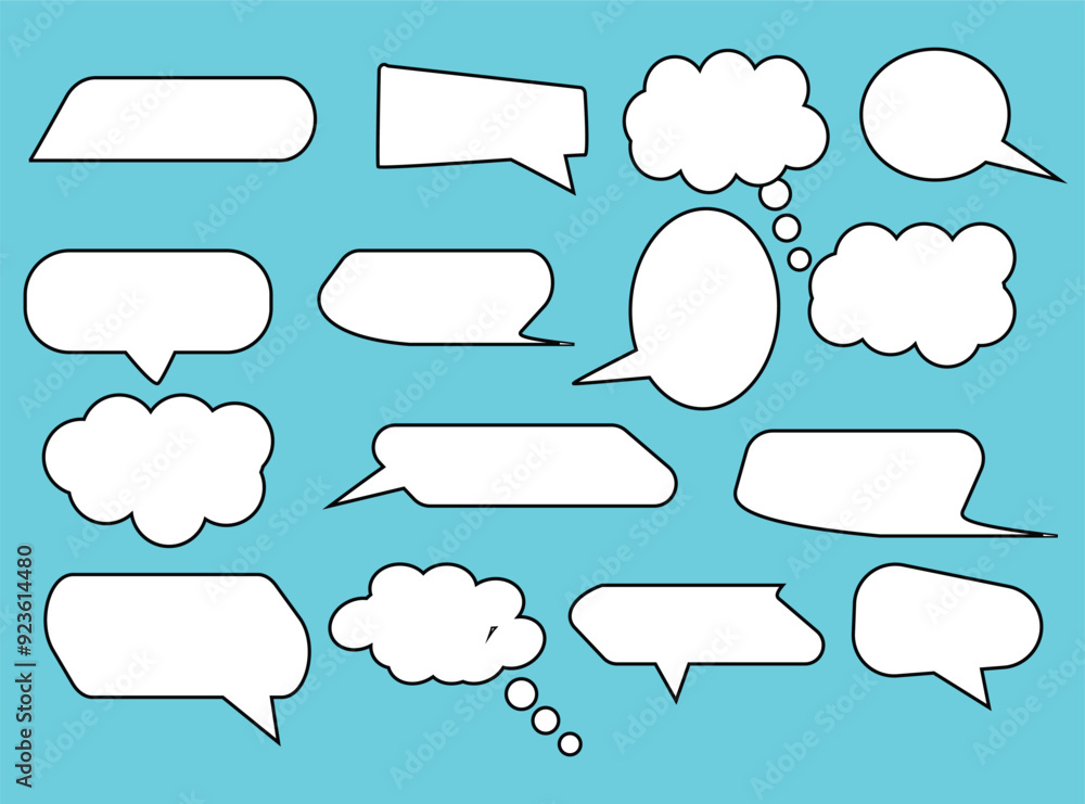 Set of speech bubbles. Speak bubble text, cartoon chatting box, message box. Blank empty vector white speech bubbles. Cartoon balloon word design.
Set of speech bubbles. Speak bubble text, cartoon chatting box, message box. Blank empty vector white speech bubbles. Cartoon balloon word design.