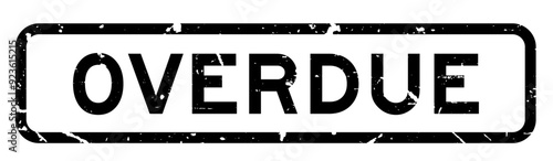 Grunge black overdue word square rubber seal stamp on white background